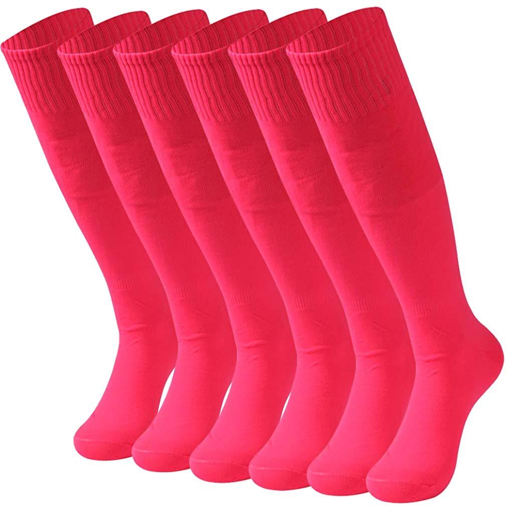 RTZAT Unisex Solid Knee High Soccer Socks - 2,6,12 Pairs Pack