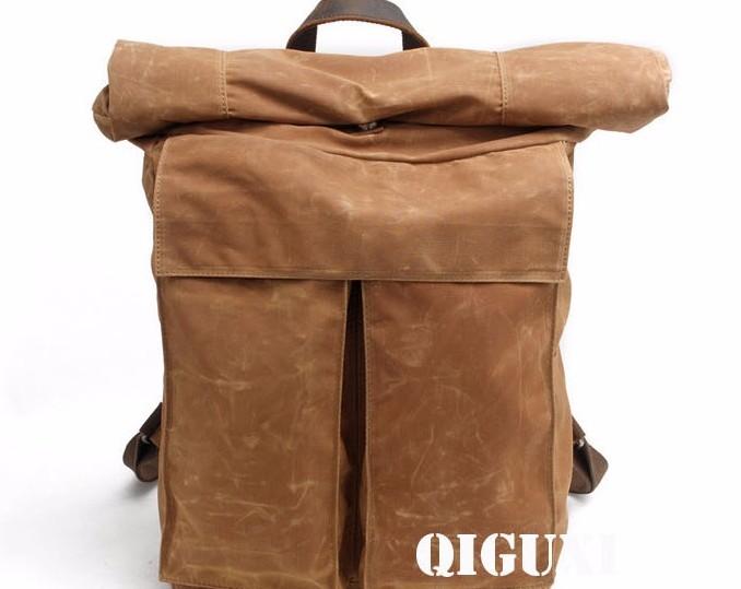 Badass Waxed Canvas Mens Travel Backpack - Durable Hiking & Laptop Backpack