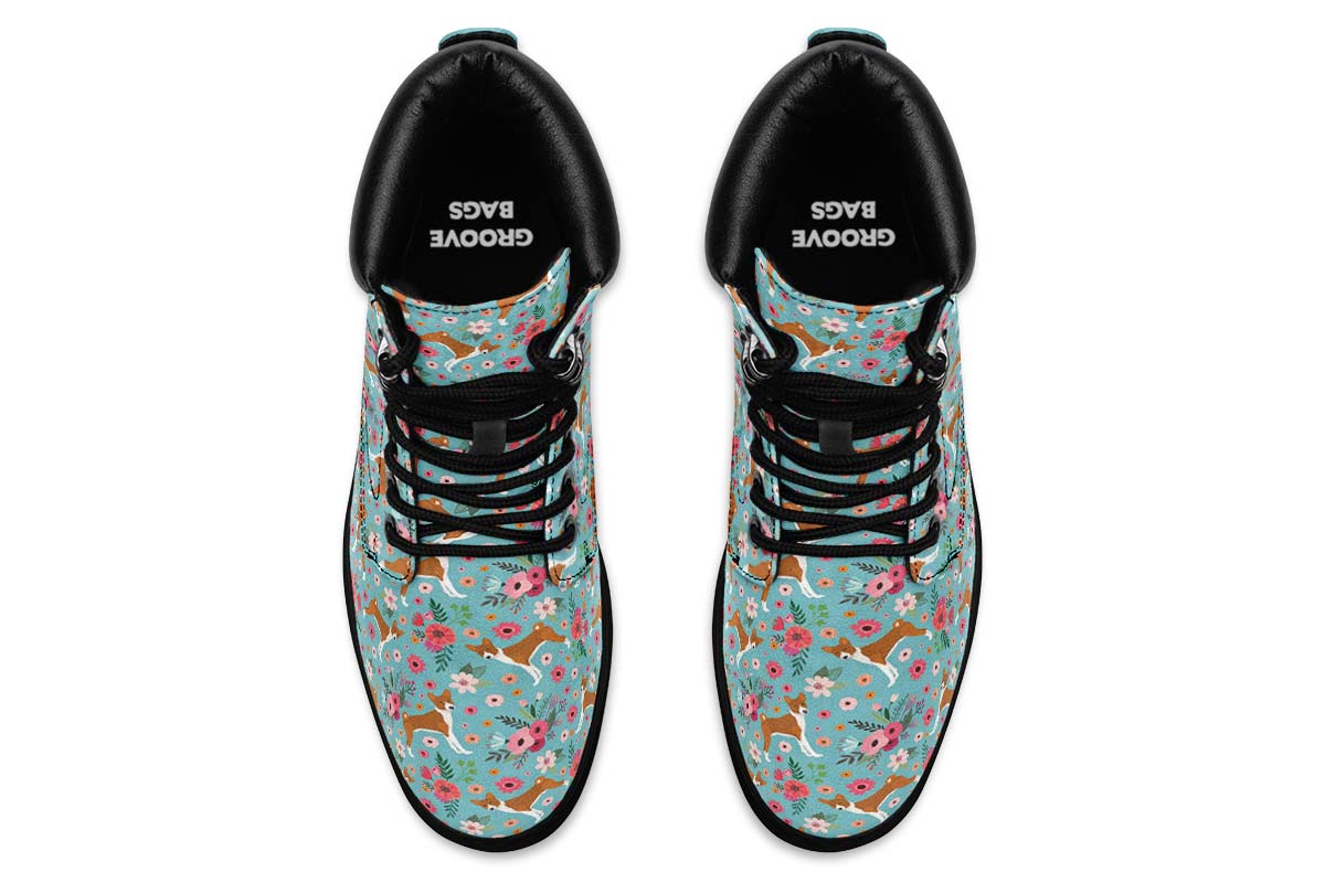 Basenji Flower Classic Vibe Boots - Custom Printed Vegan Boots