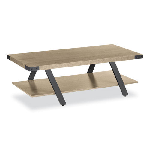 Safco Mirella™ Coffee Table - Rectangular 48x23.75x16, Sand Dune Top with Black Base