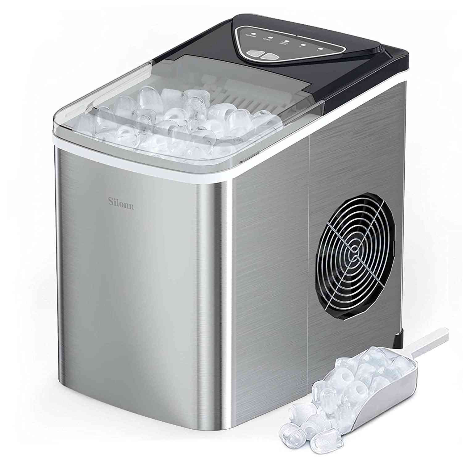 Countertop Ice Maker - 9 Cubes in 6 Mins, 26Lbs/24Hrs, Self-Cleaning with Ice Scoop & Basket