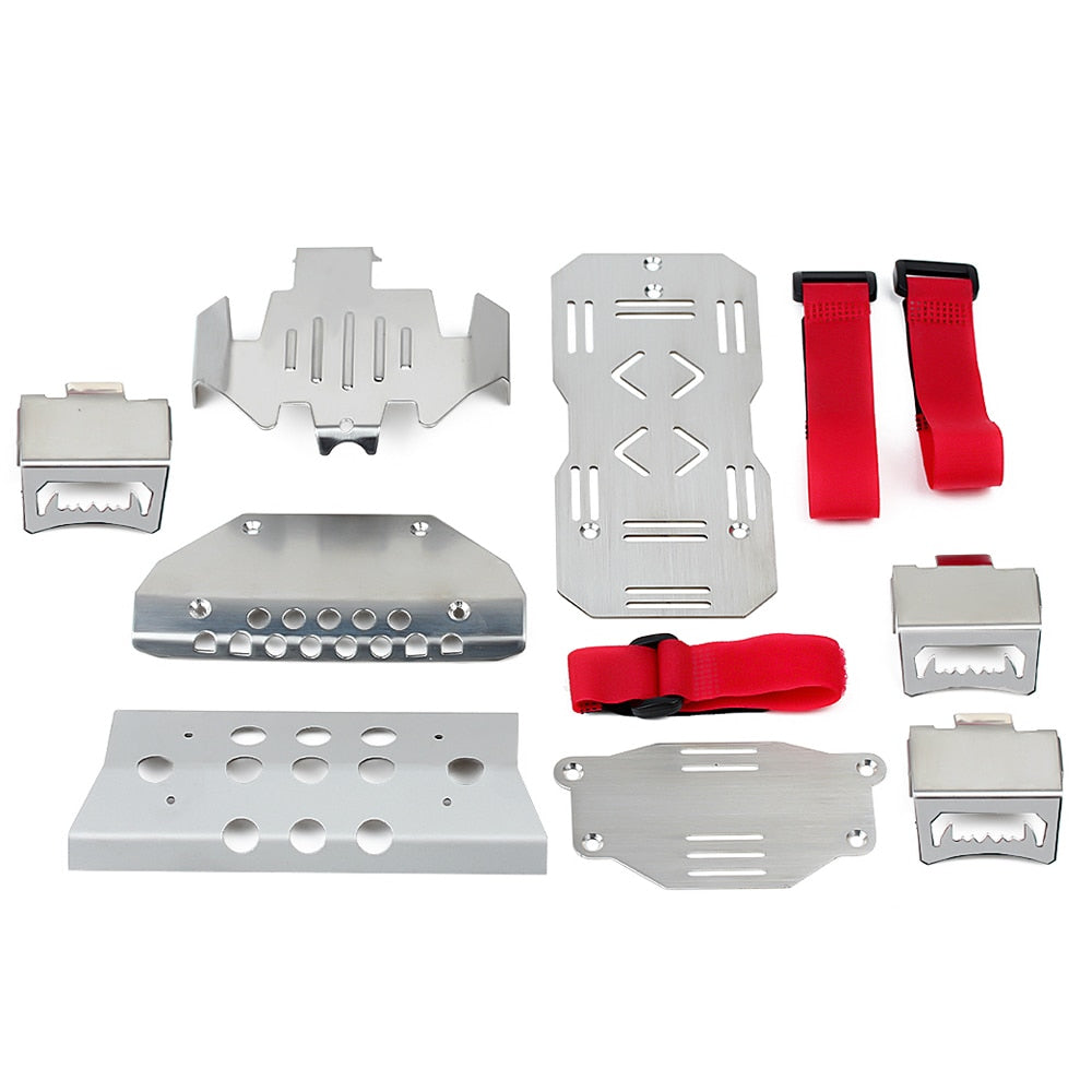 Stainless Steel Chassis Armor Axle Protector Skid Plate for 1/10 RC Crawler Traxxas TRX-6 G63 6X6 - Silver
