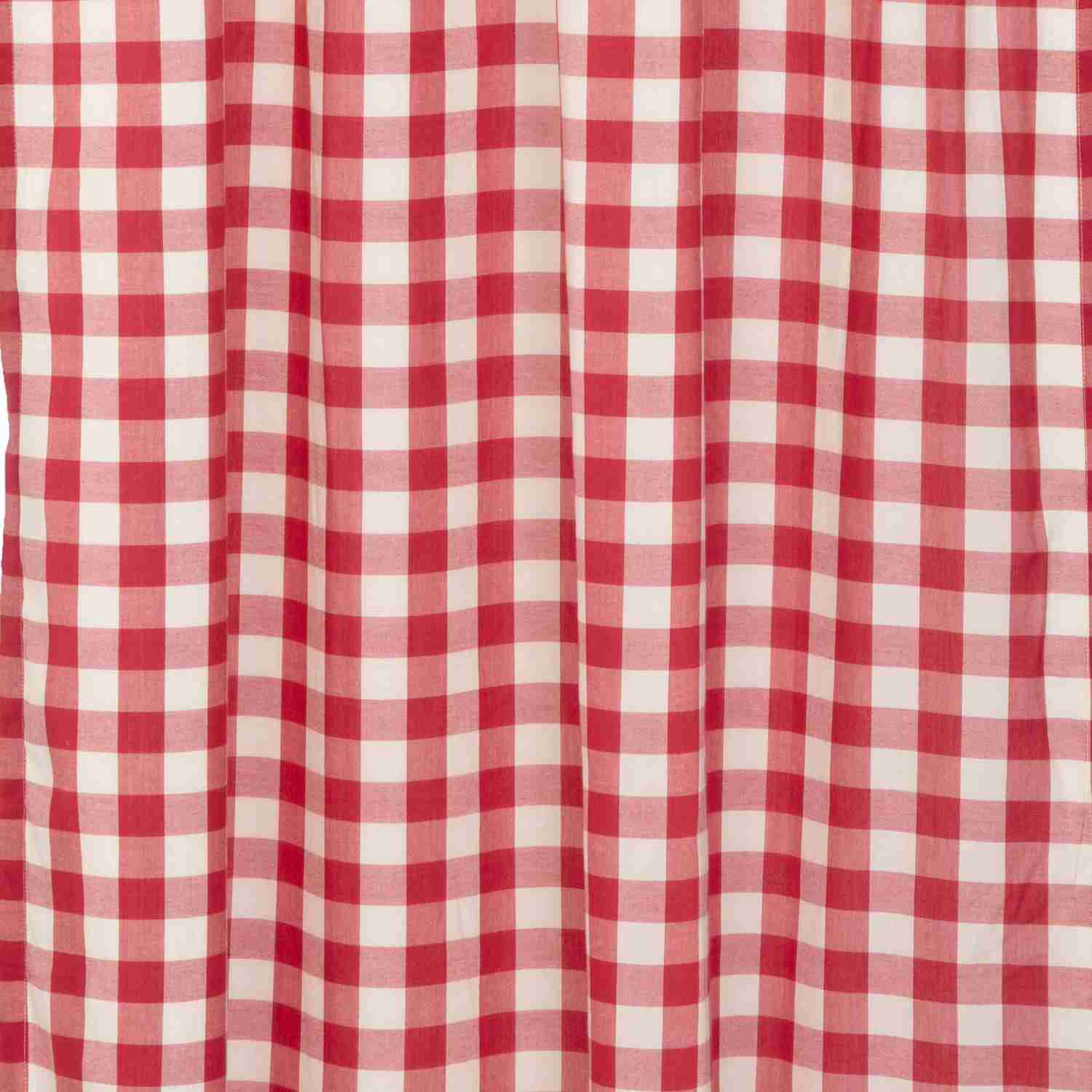 Annie Buffalo Red Check Ruffled Valance 16x60 - Farmhouse Style Cotton Window Treatment