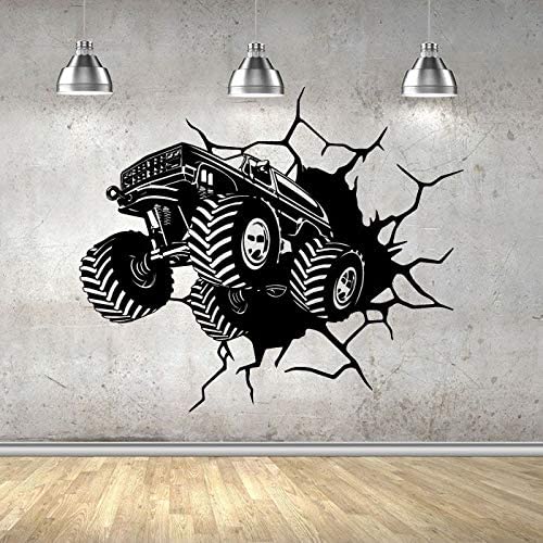Trucks Vinyl Wall Sticker Wall Decal - Monster Truck Wall Crash Trucks Wheels Toy Car