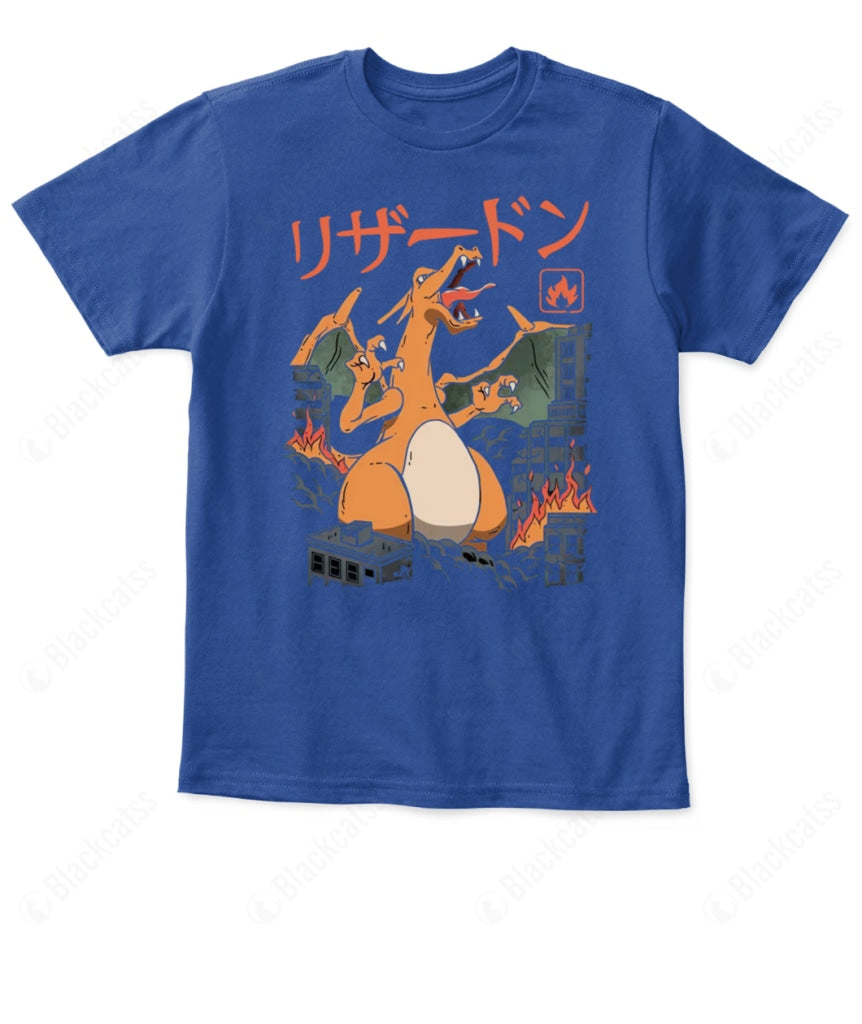 PKM Charizard Fire Kaiju Kid Custom Graphic T-Shirt