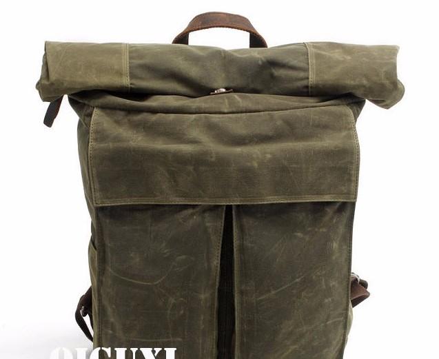 Badass Waxed Canvas Mens Travel Backpack - Durable Hiking & Laptop Backpack