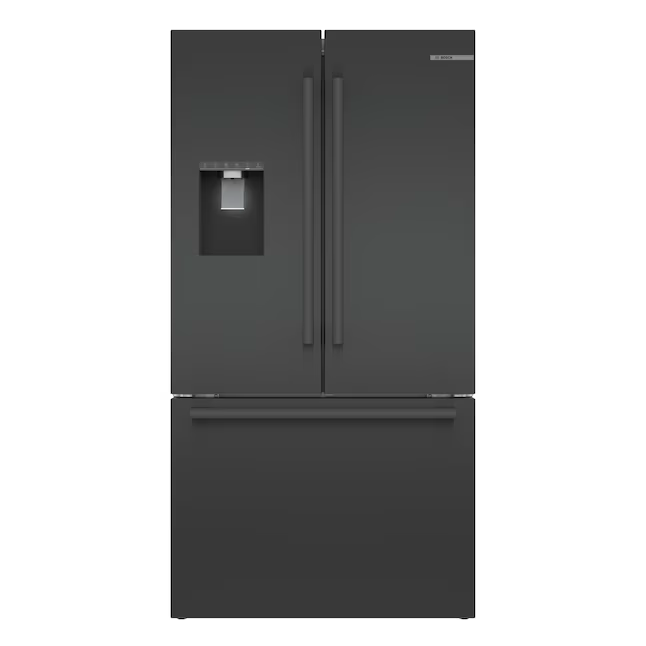 Bosch 500 Series 26-cu ft French Door Refrigerator with Ice Maker (Black Stainless Steel)
