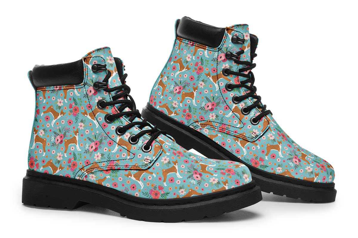 Basenji Flower Classic Vibe Boots - Custom Printed Vegan Boots