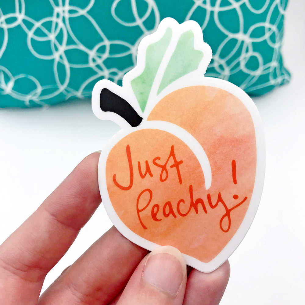 Just Peachy Vinyl Sticker - Waterproof & Scratch Resistant Decal