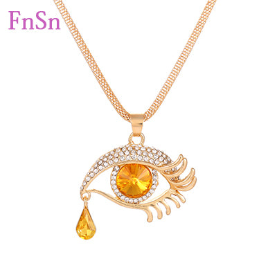 Fashion Women's Crystal Pendant Necklace - Gold Plated Zinc Alloy Trendy Jewelry
