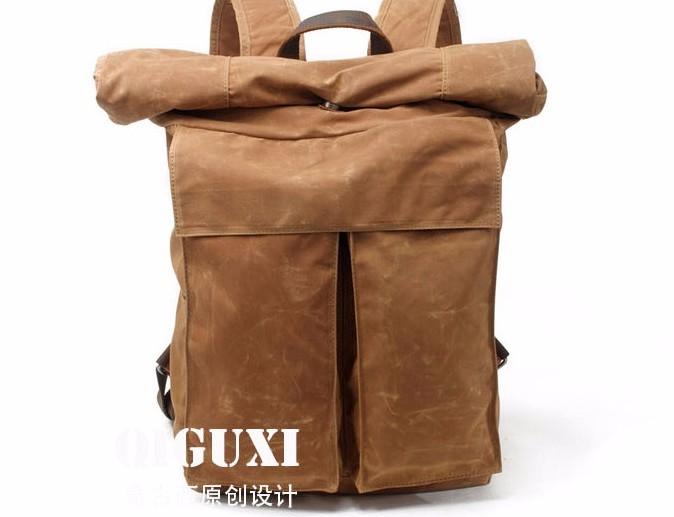 Badass Waxed Canvas Mens Travel Backpack - Durable Hiking & Laptop Backpack