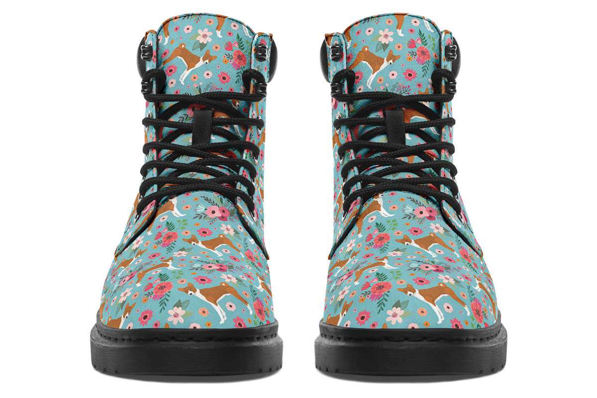 Basenji Flower Classic Vibe Boots - Custom Printed Vegan Boots