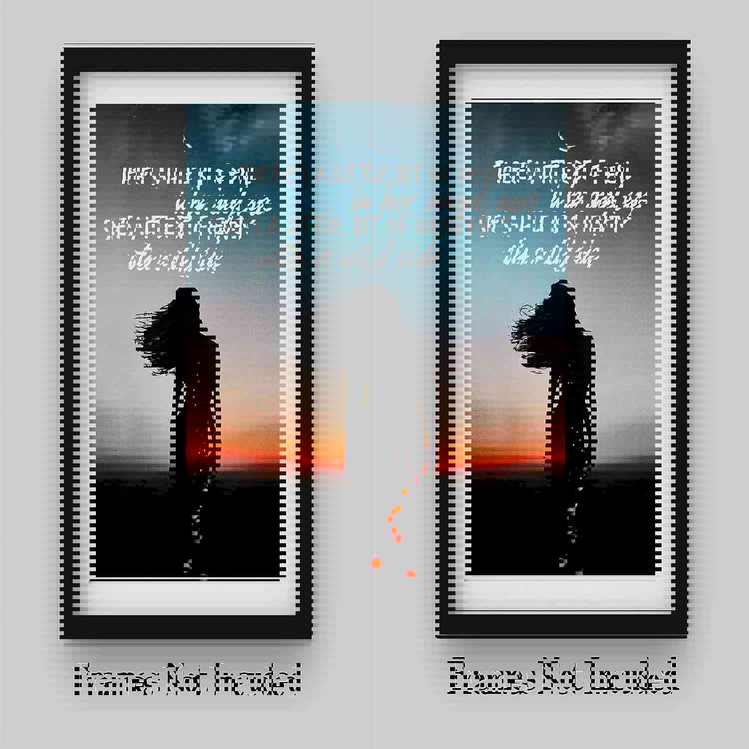 Love & Theft - There's a Little Bit of Devil in Her Angel Eyes Song Lyric Wall Art - 8x10 Typographic Sunset Print - Ready to Frame