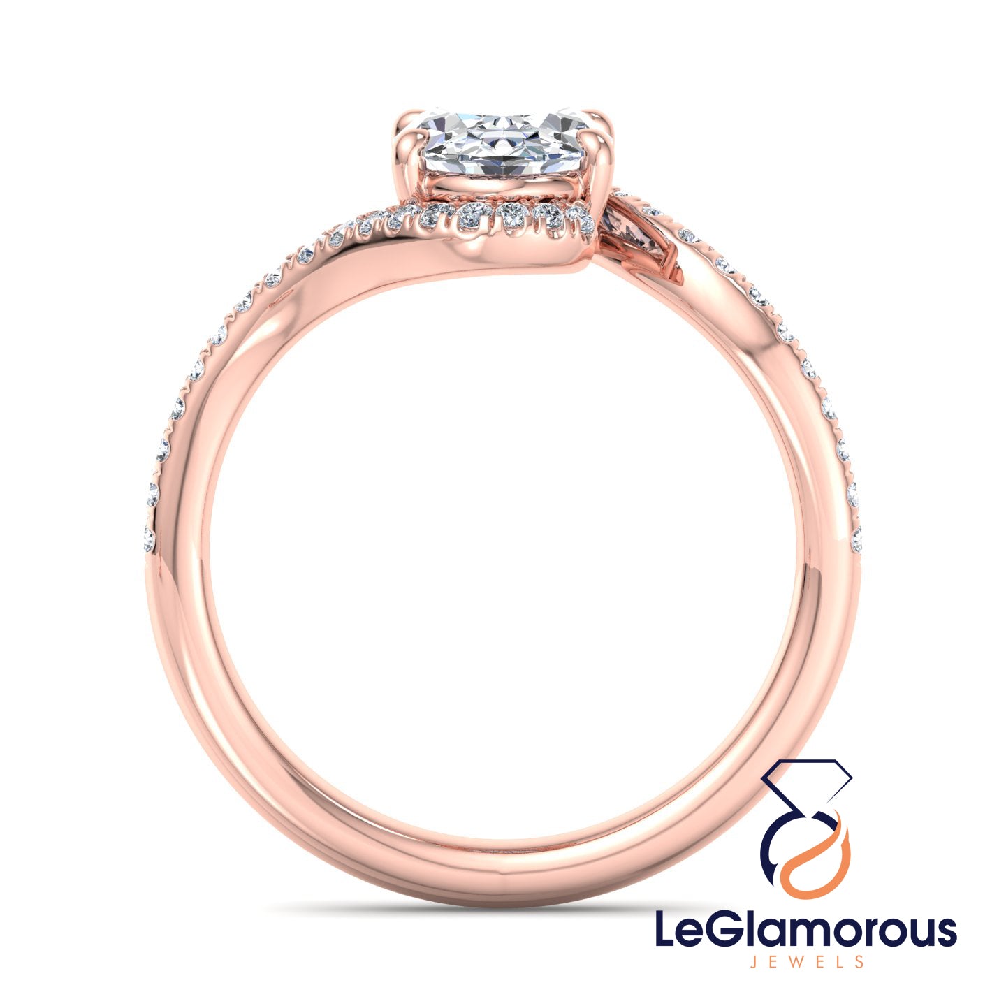 Oval Cut Lab Grown Diamond Pave Setting Engagement Ring