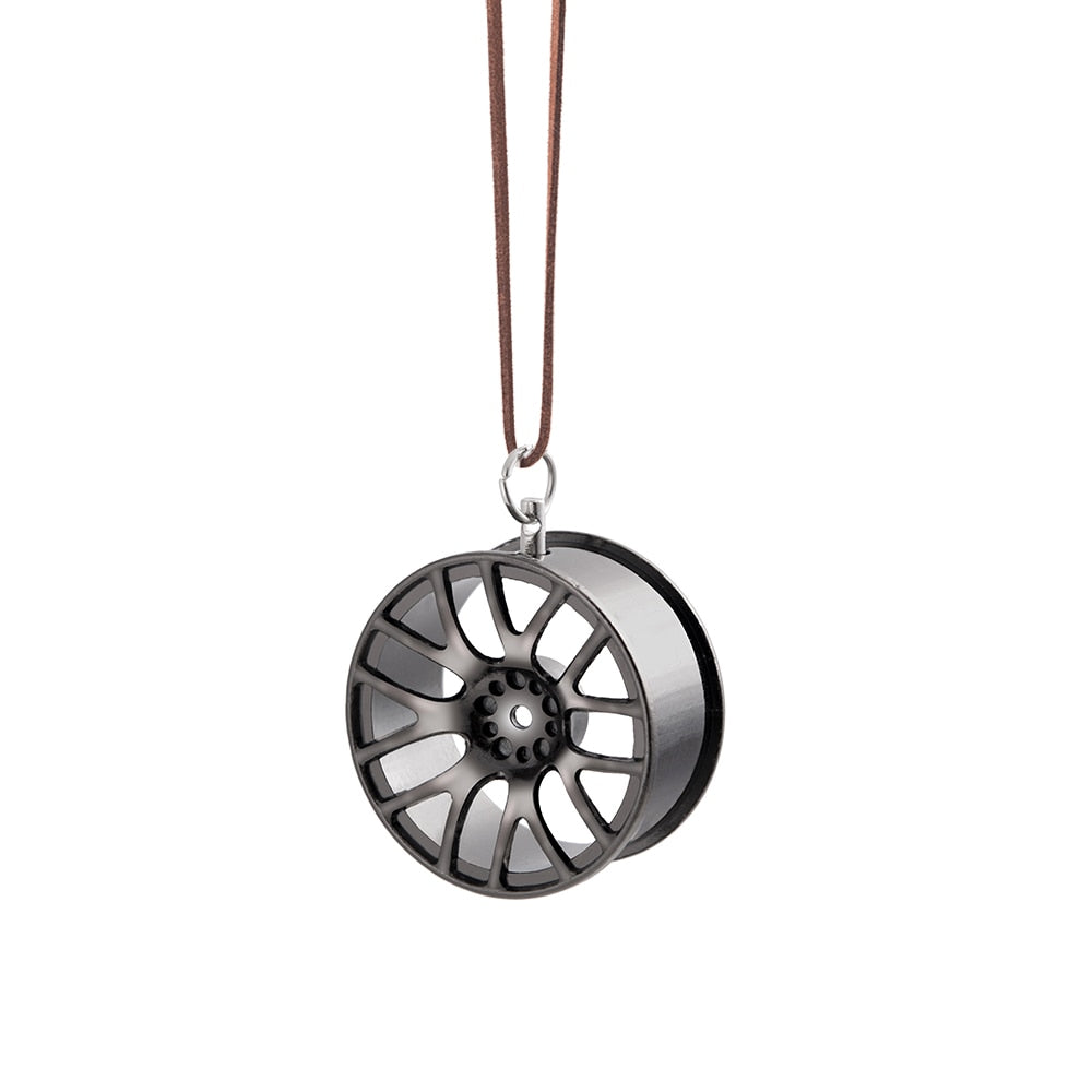 Car Ornament Pendant Metal Wheel Hub Flywheel Hanging Auto Interior Hip-hop Rear View Mirror Decoration