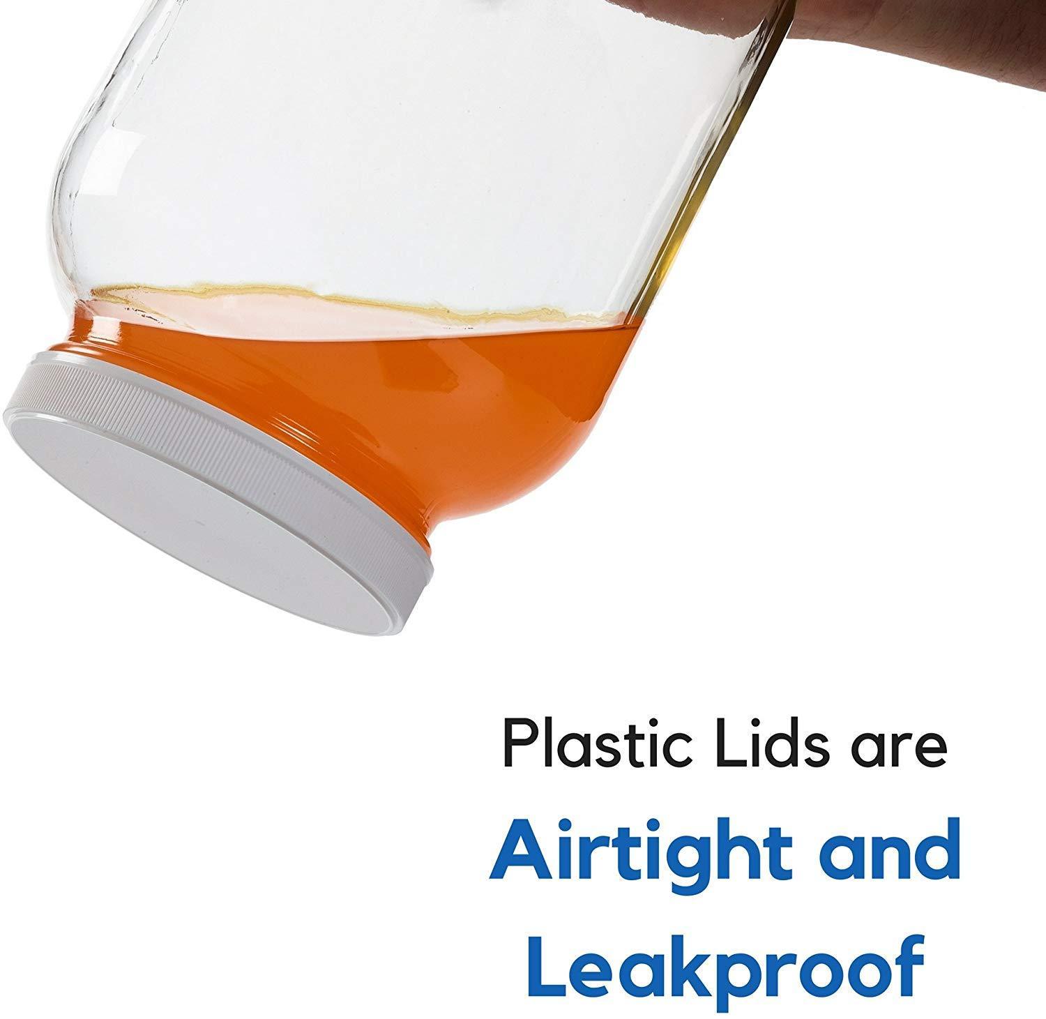 4 Pack - 1 Gallon Glass Jar with Plastic Airtight Lid, Muslin Cloth, Rubber Band - Wide Mouth Easy Clean - BPA Free & Dishwasher Safe