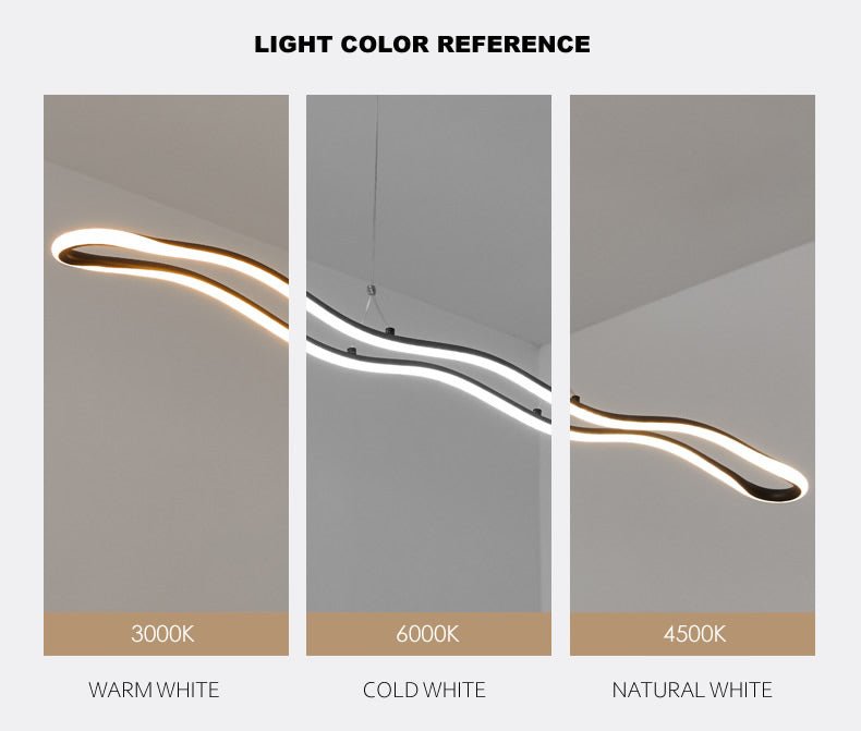 MIRODEMI® Original Waves LED Pendant Lamp - Modern 3-Color Switchable Light for Dining Room, Kitchen, Living Room
