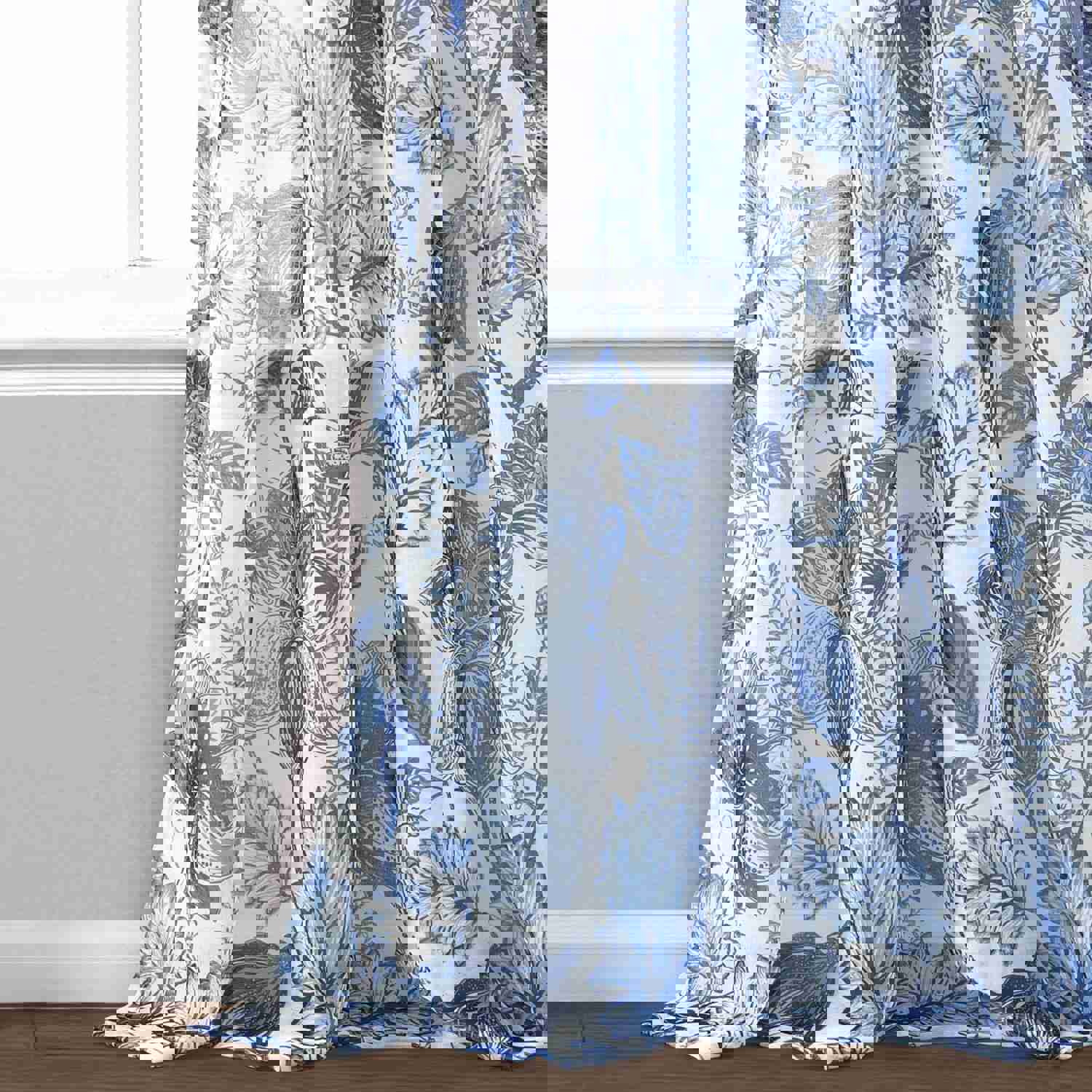 Cynthia Jacobean Sheer Window Curtain Panel Set