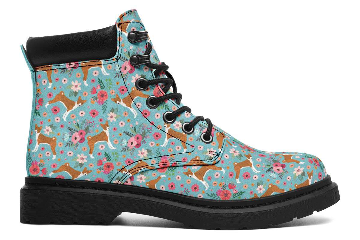 Basenji Flower Classic Vibe Boots - Custom Printed Vegan Boots