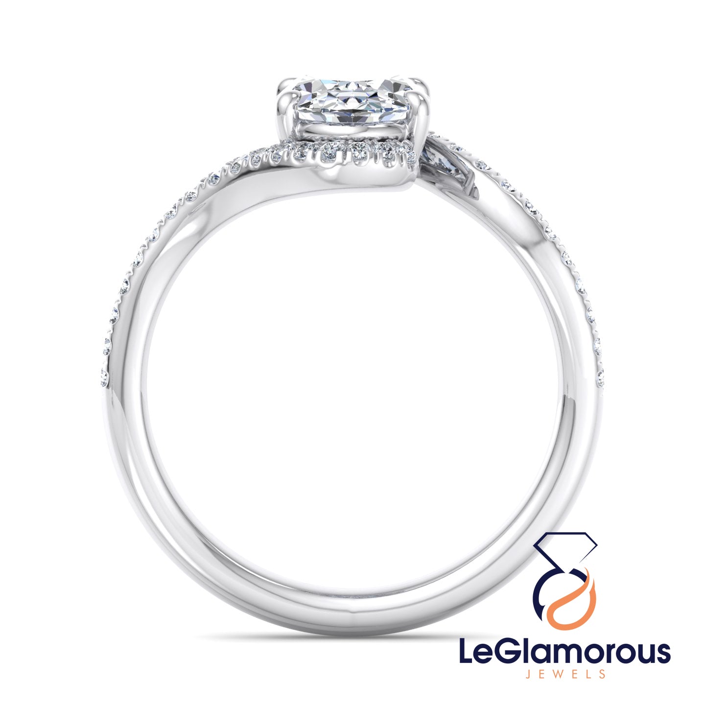 Oval Cut Lab Grown Diamond Pave Setting Engagement Ring