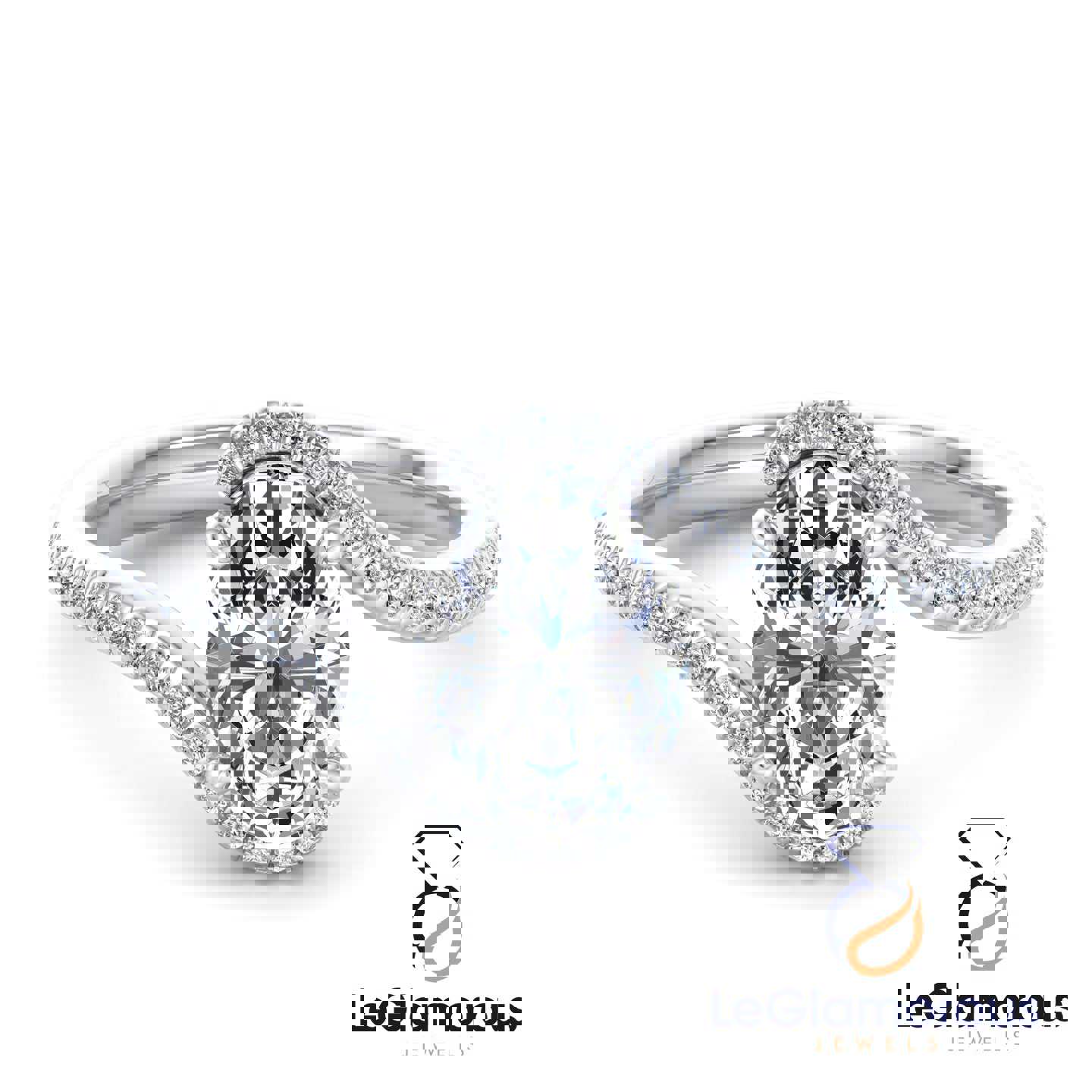 Oval Cut Lab Grown Diamond Pave Setting Engagement Ring