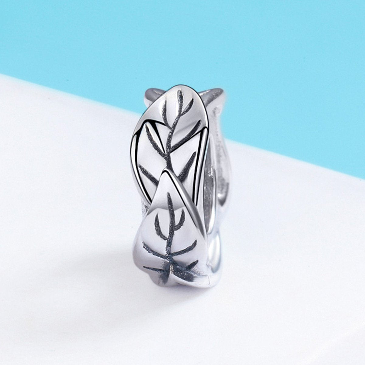Sterling 925 Silver Leaf Circle Bead Pendant for Pandora & European Charm Bracelets