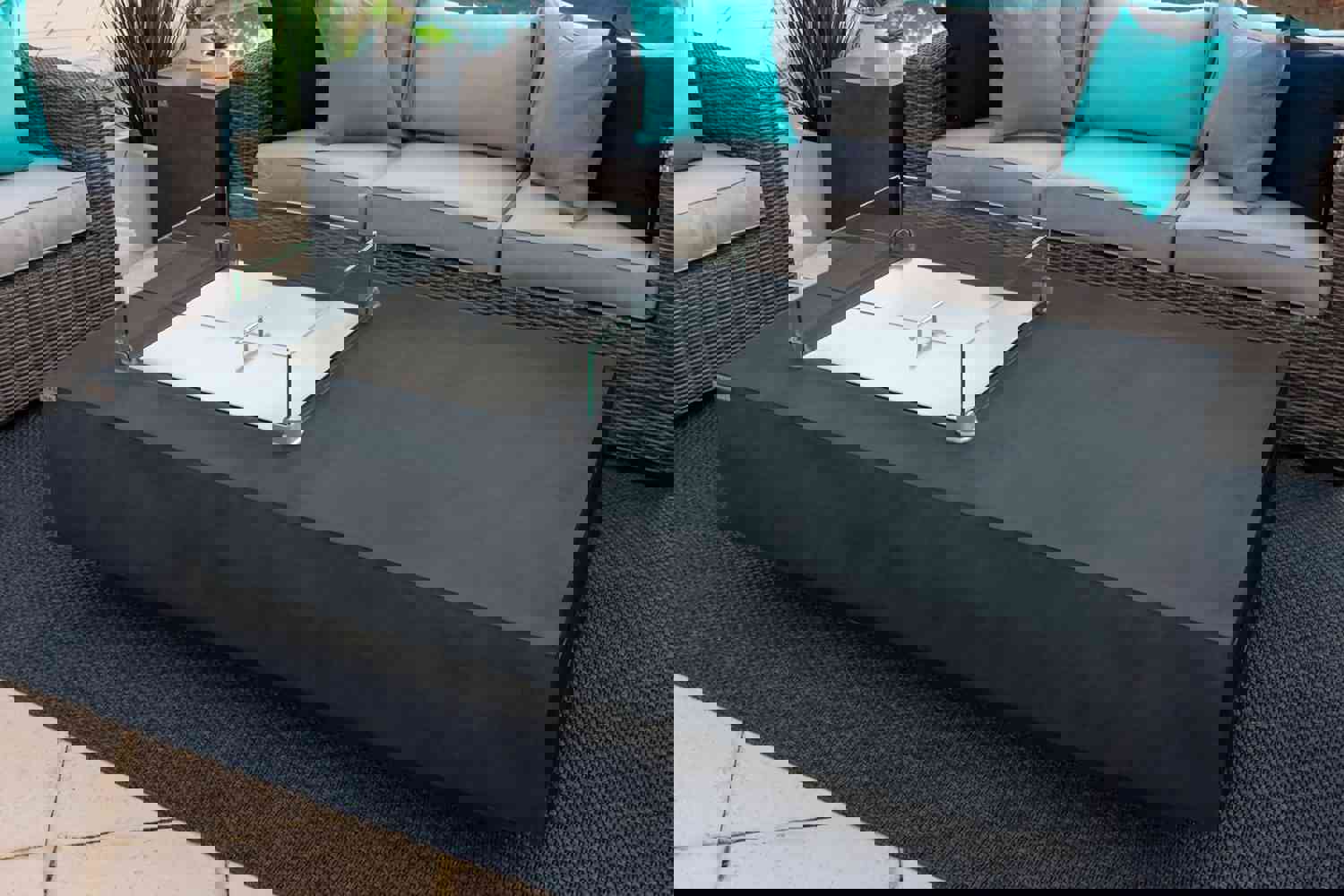 65 Rectangular Outdoor Propane Gas Fire Pit Table in Gray