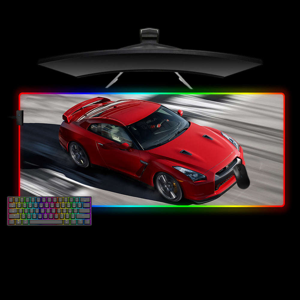 Red GTR Design RGB Gaming Mouse Pad with LED Strip - M-XXL Size