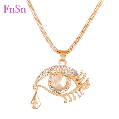 Fashion Women's Crystal Pendant Necklace - Gold Plated Zinc Alloy Trendy Jewelry