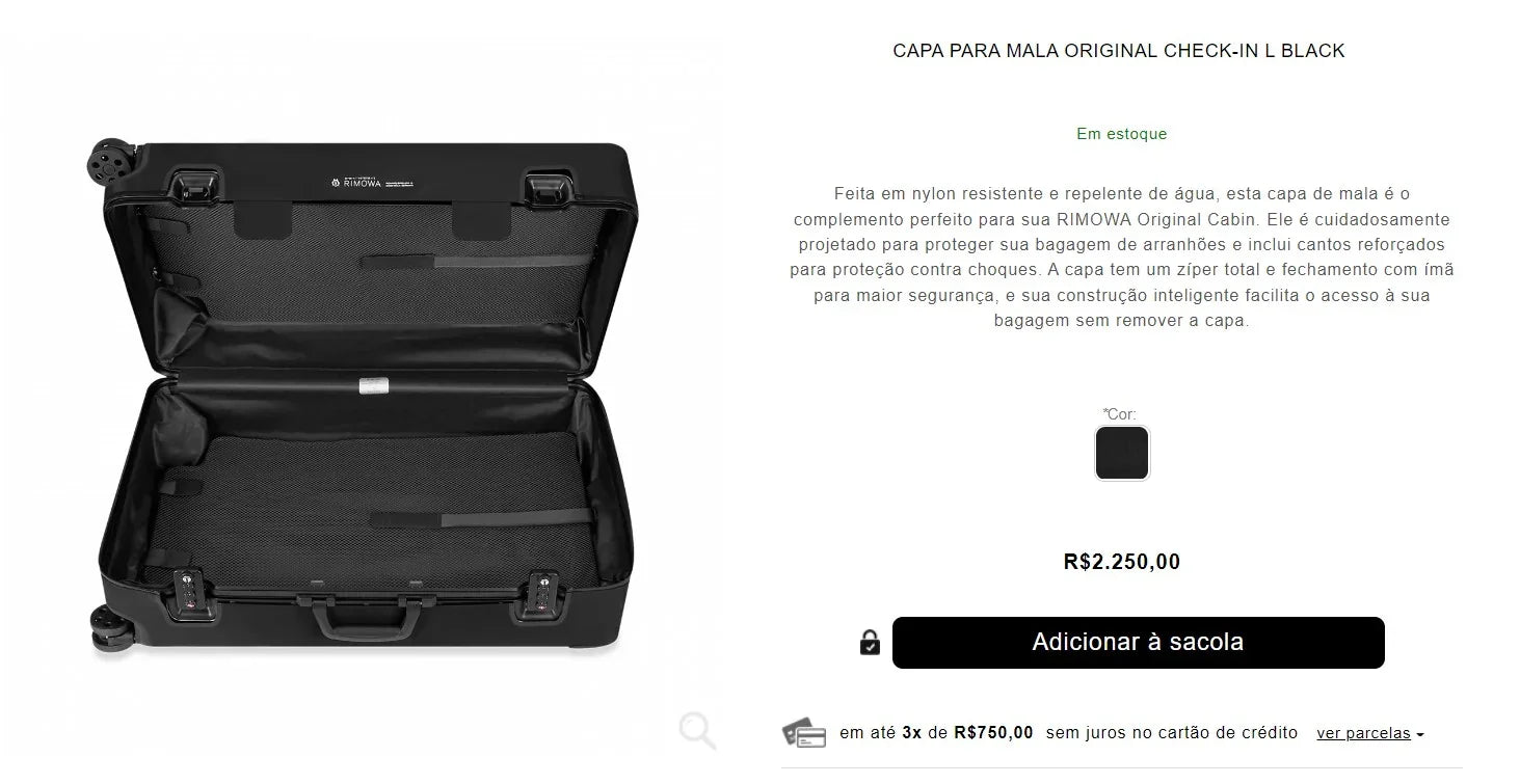 Original Check-In L Black Suitcase Cover