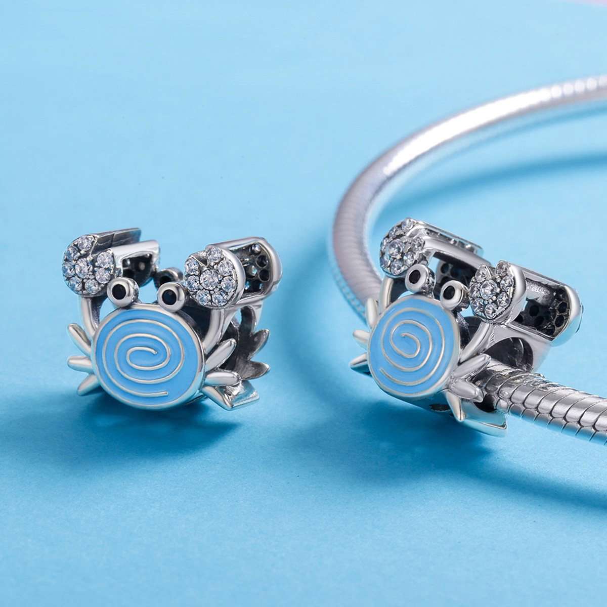 Sterling 925 Silver Blue Crab Charm Pendant for Pandora & European Bracelets