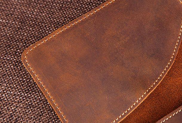 Vintage Leather Slim Men's Travel Bifold Passport Wallet