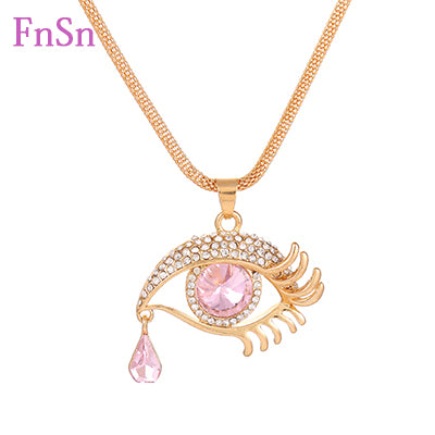 Fashion Women's Crystal Pendant Necklace - Gold Plated Zinc Alloy Trendy Jewelry