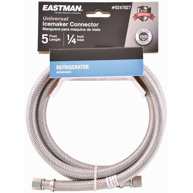 Eastman 5-ft Stainless Steel Ice Maker Connector with 1/4-in Compression Inlet & Outlet
