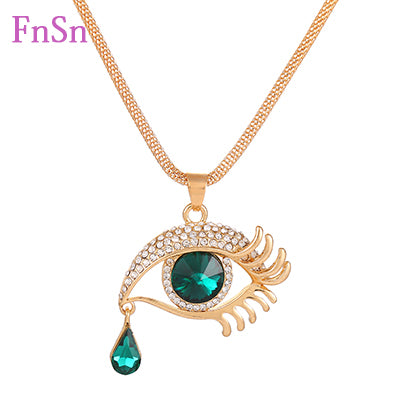 Fashion Women's Crystal Pendant Necklace - Gold Plated Zinc Alloy Trendy Jewelry