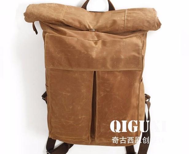 Badass Waxed Canvas Mens Travel Backpack - Durable Hiking & Laptop Backpack