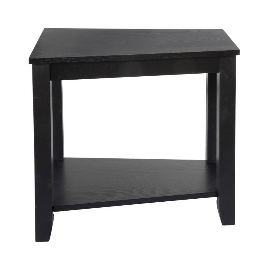 ZUN Contemporary Black Finish Wedge Shape Chairside Table with Lower Shelf