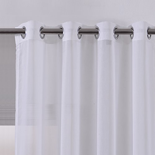 Faux Linen Ombre Sheer Curtains Voile Grommet Semi Sheer Set of 2