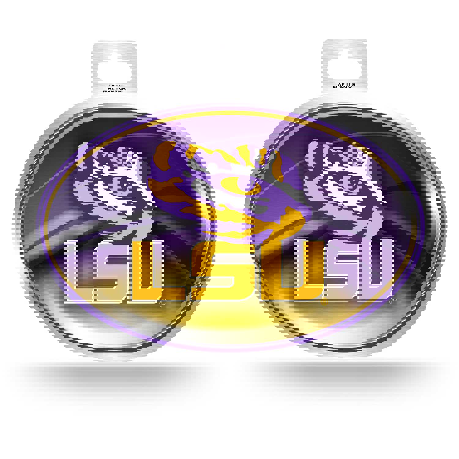 LSU Tigers Metallic Oval Decal Full Color Sticker - 3.75 x 5.75 Inches