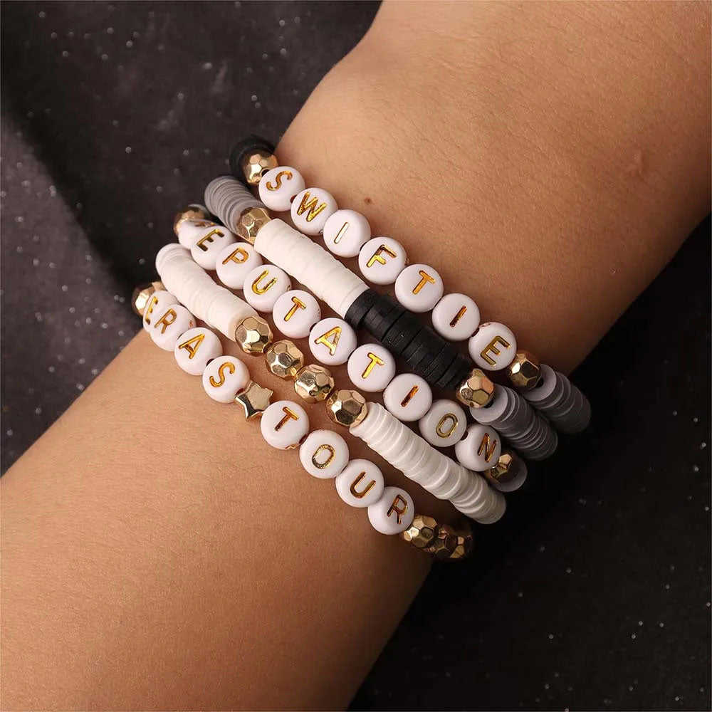 Set of 5Pcs Taylor Inspired Beaded Bracelets for Music Lovers