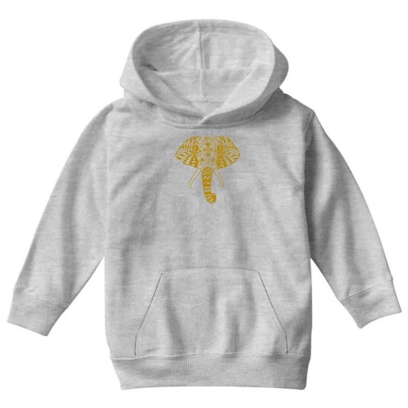 Tribal Print Elephant Geometric Gold Animals Cool Youth Hoodie