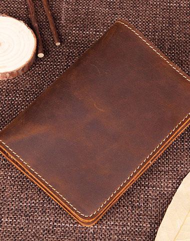 Vintage Leather Slim Men's Travel Bifold Passport Wallet