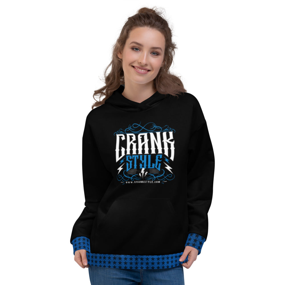Crank Styles Vintage Black, Blue and White Hoodie