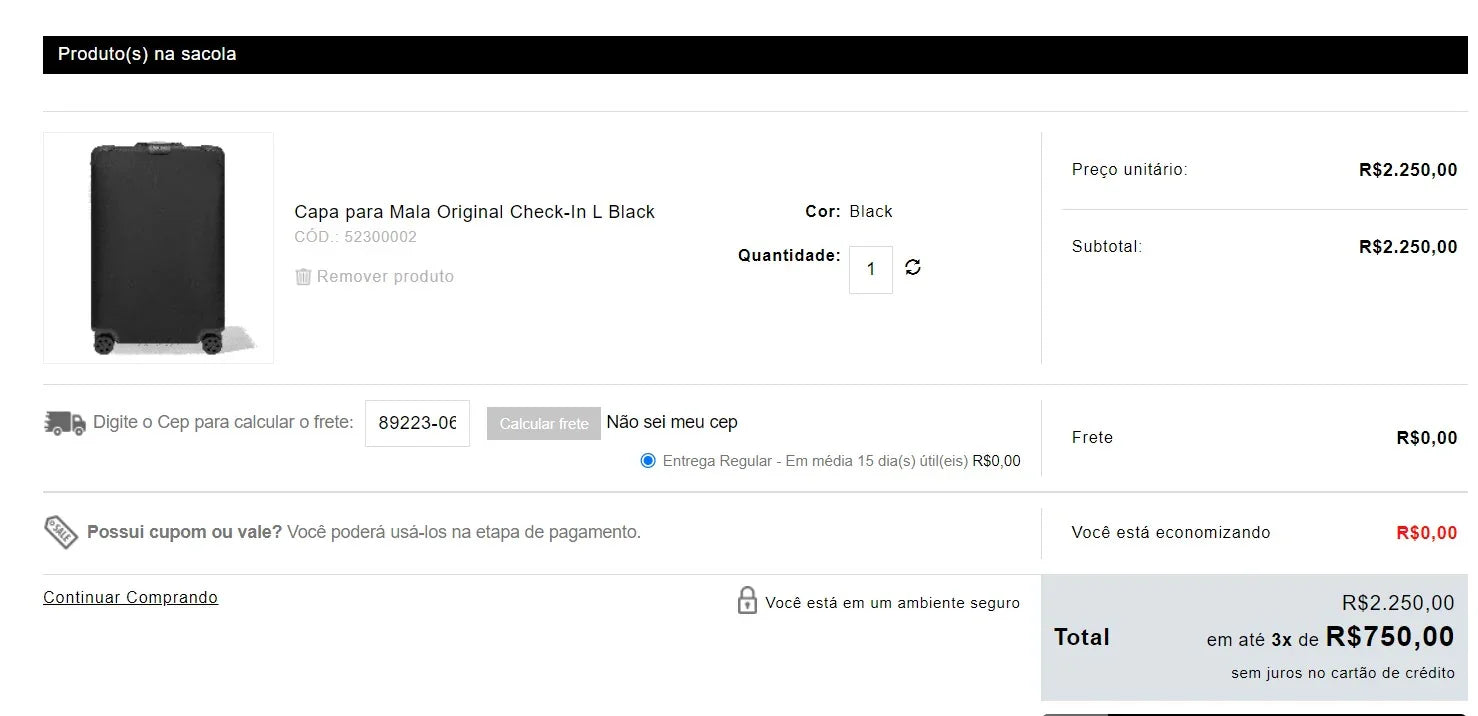 Original Check-In L Black Suitcase Cover