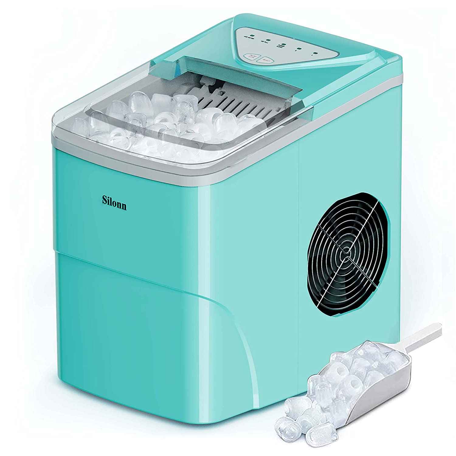 Countertop Ice Maker - 9 Cubes in 6 Mins, 26Lbs/24Hrs, Self-Cleaning with Ice Scoop & Basket