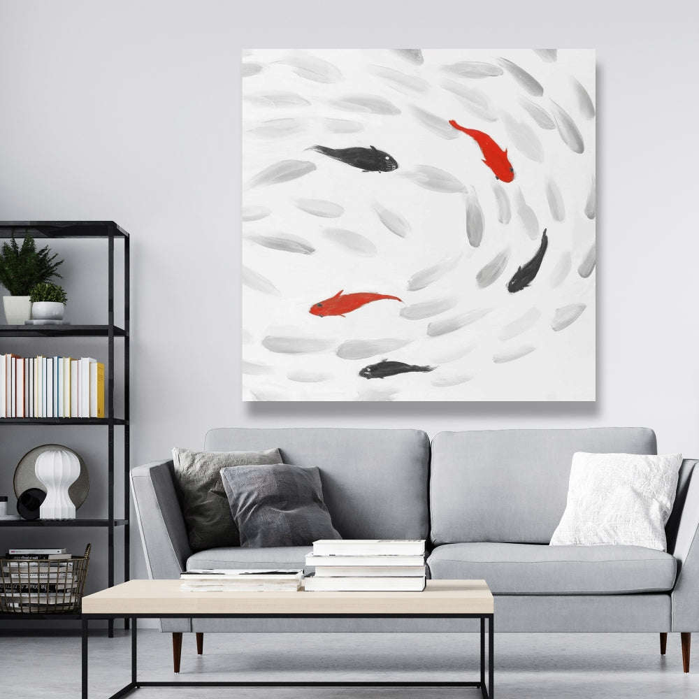 Swimming Fish Swirl - Fine Art Gallery Wrapped Canvas 16x48