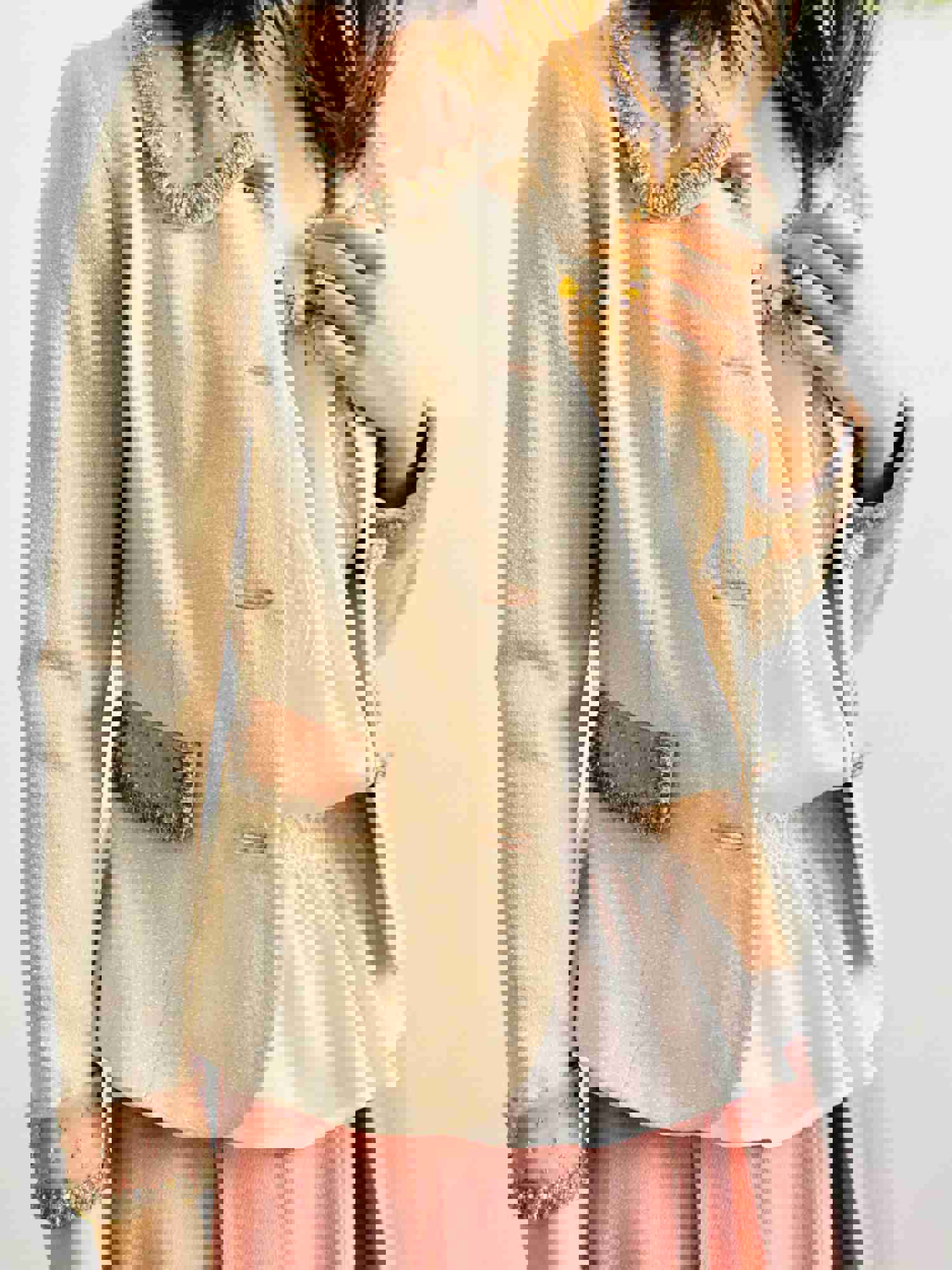 Vintage 1940s Pink Velvet Jacket with Beaded Details and Rhinestone Buttons