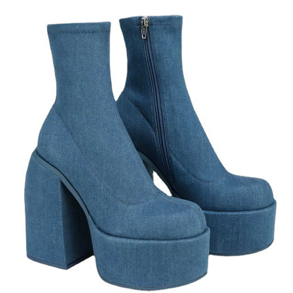 Corashoes Platform Block High Heeled Ankle Boots