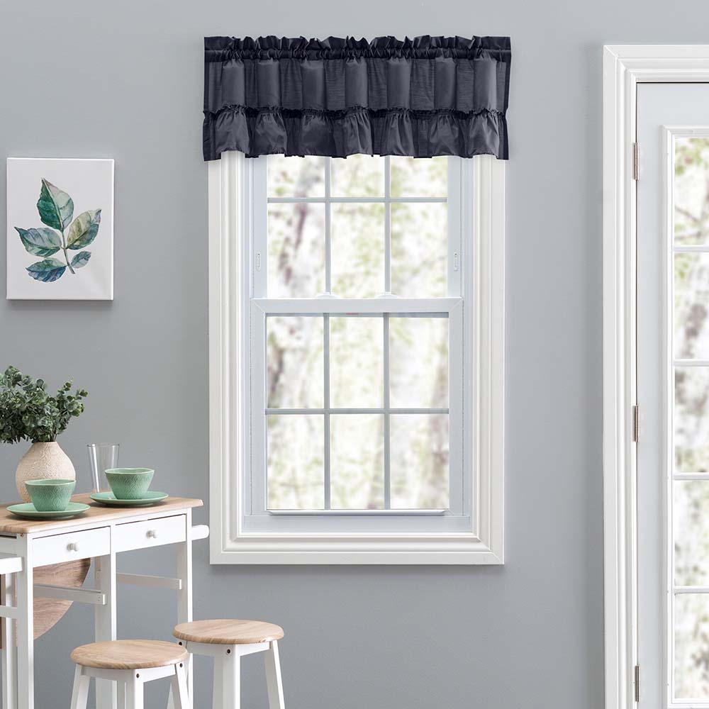 Ellis Stacey 1.5 Rod Pocket High Quality Fabric Solid Color Window Ruffled Filler Valance 54x13 Navy