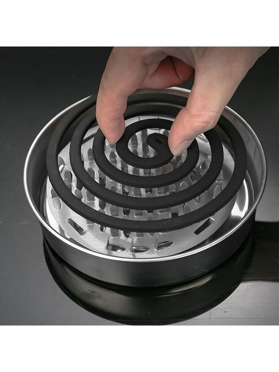 Stainless Steel Mosquito Coil Holder with Ash Tray & Lid for Indoor and Outdoor Use
